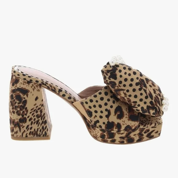 🤎🔹️Betsey Johnson🔹️ MACCIE  Leopard Print Platform Block Heels - Picture 4 of 8